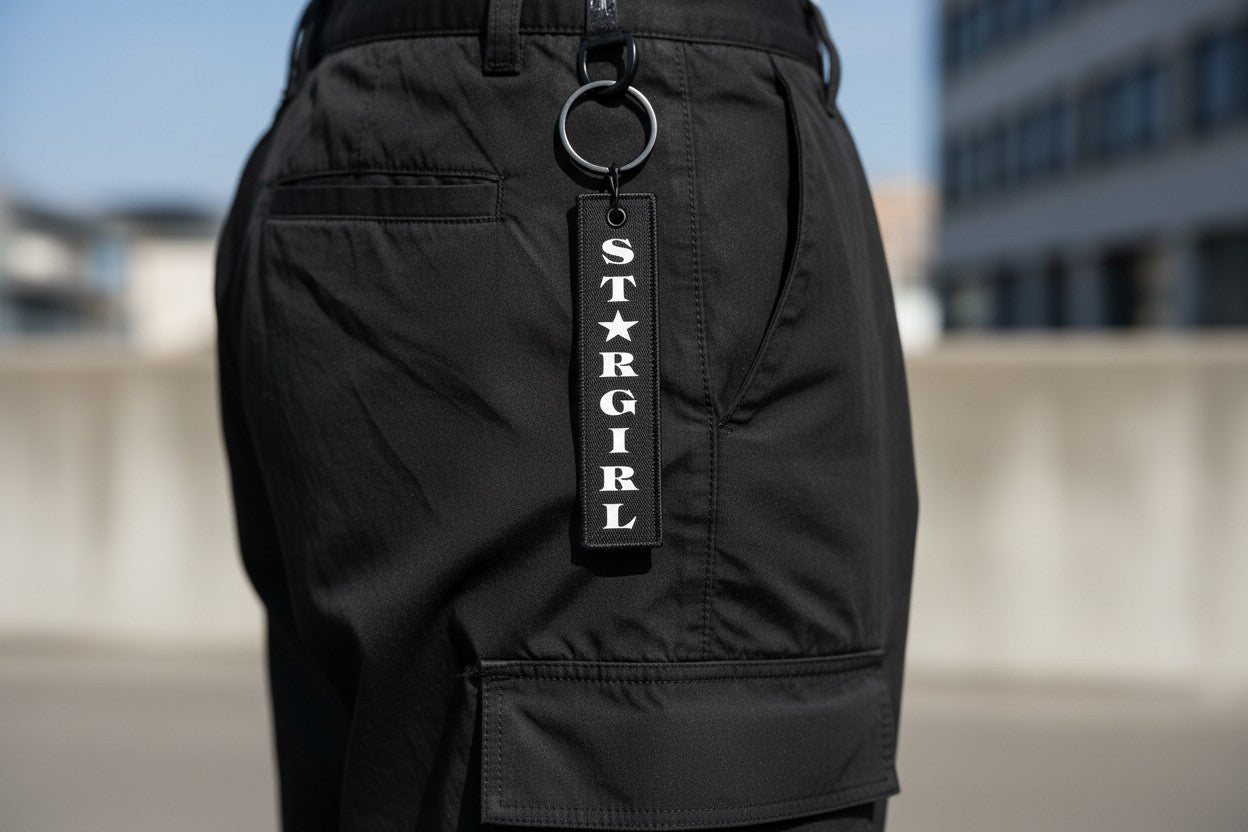 STARGIRL Keychain, Aesthetic Jet Tag, Baddie Keychain, Edgy Black Keyring, Trendy Bag Charm, Street Style Accessory