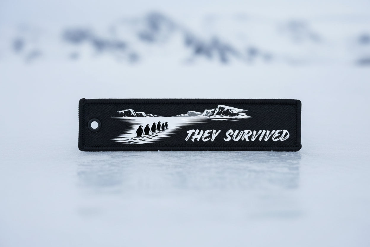 Nihilist Penguin Jet Tag Keychain – They Survived, He Lived