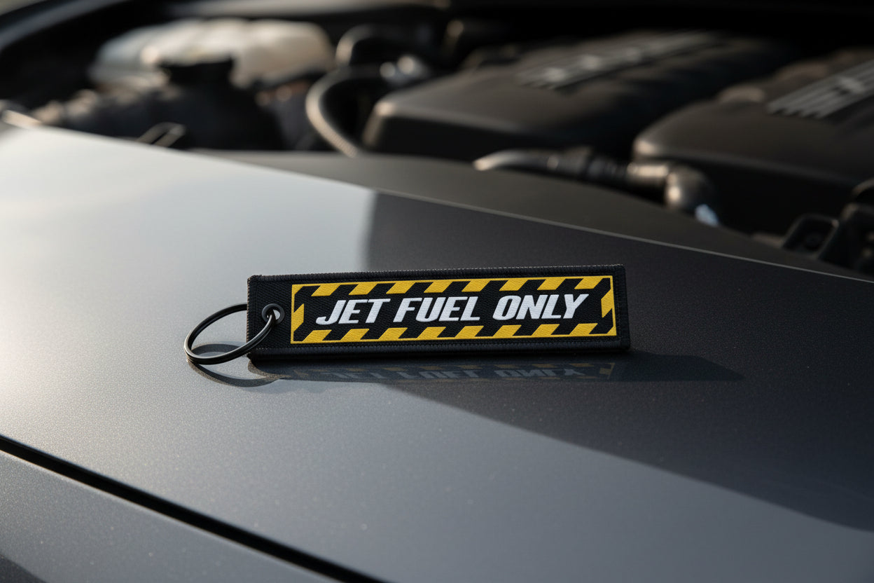 Jet Fuel Only Keychain, Funny Car Jet Tag