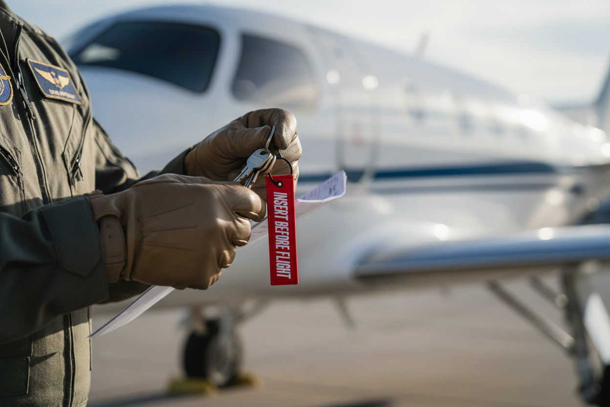 Insert Before Flight Keychain, Aviation Jet Tag Keyring