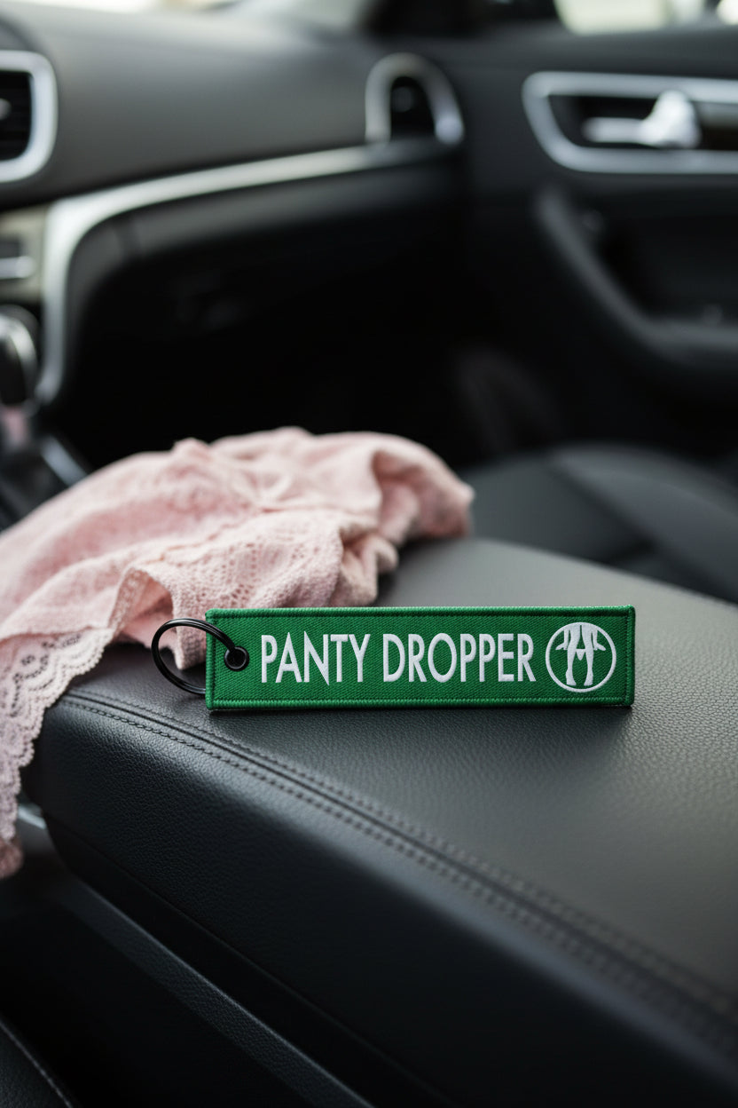 Panty Dropper Jet Tag Keychain, Funny Car Guy Keyring